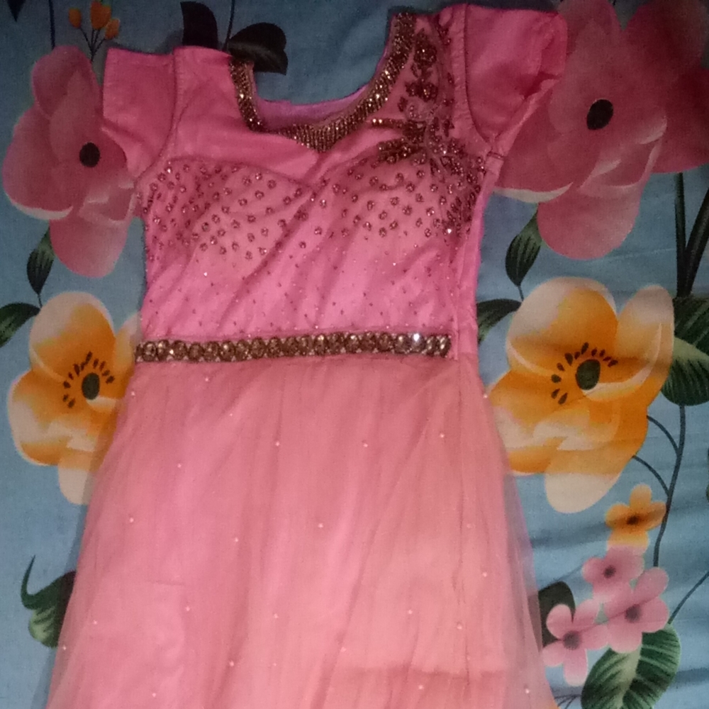 Party wear gown pink colr
